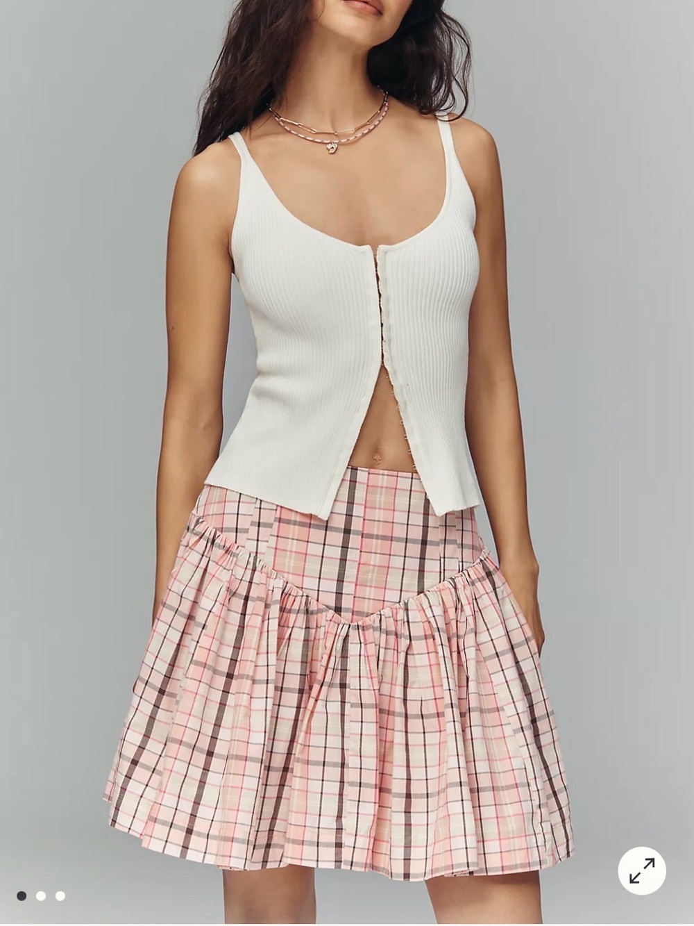 Anthropologie Pink Plaid Mini Skirt - Picture 4 of 4